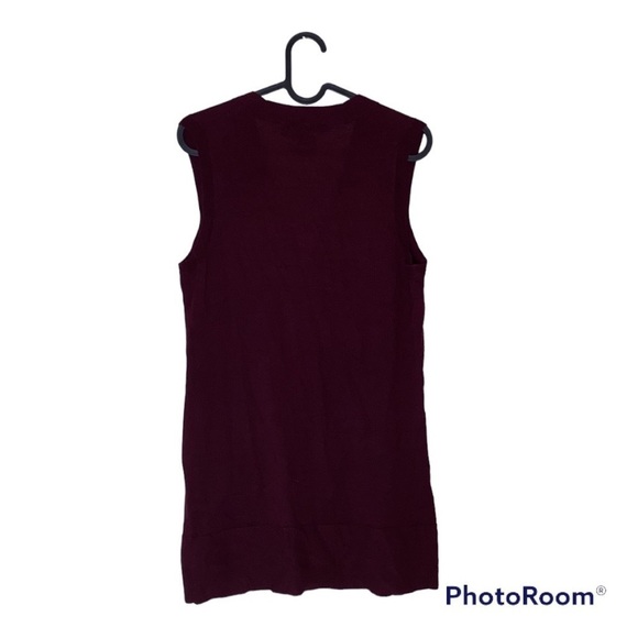 BROOKS BROTHERS Extra Fine Merino Wool Button Front Long Line Vest In Maroon - Picture 2 of 4